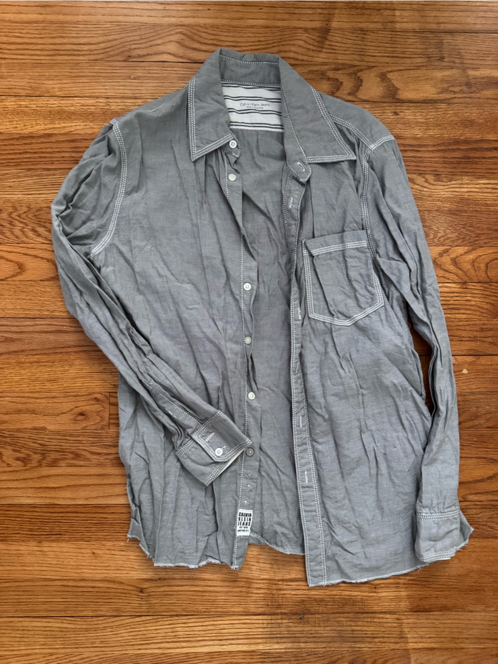 Calvin Klein Jeans Men's Gray Button-Down Shirt